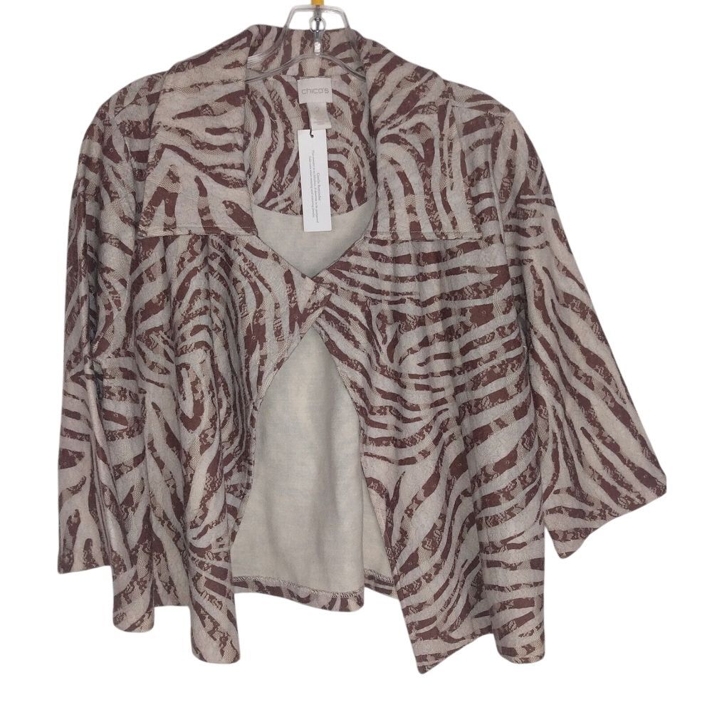 Chicos Collared‎ Animal Print Blazer/Jacket Size 2 NEW